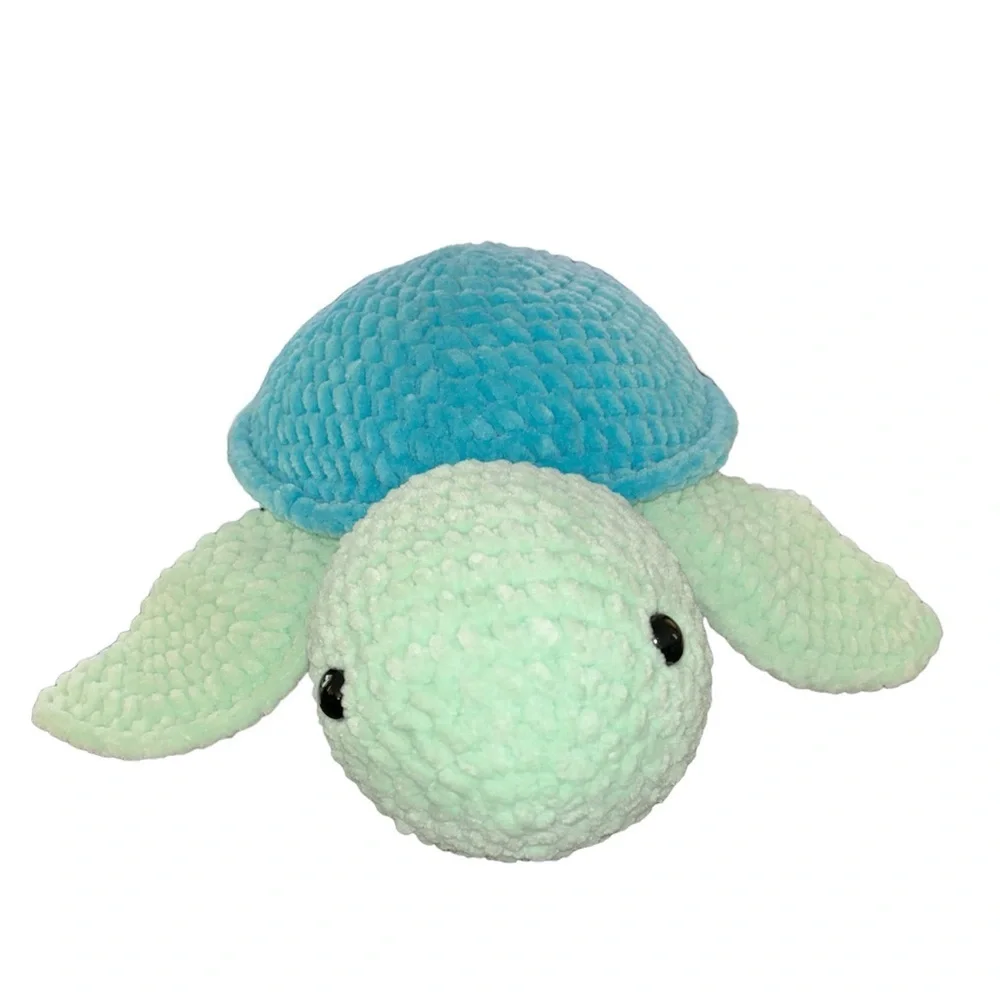 Large Crochet Blue Sea Turtle Plushie Amigurumi